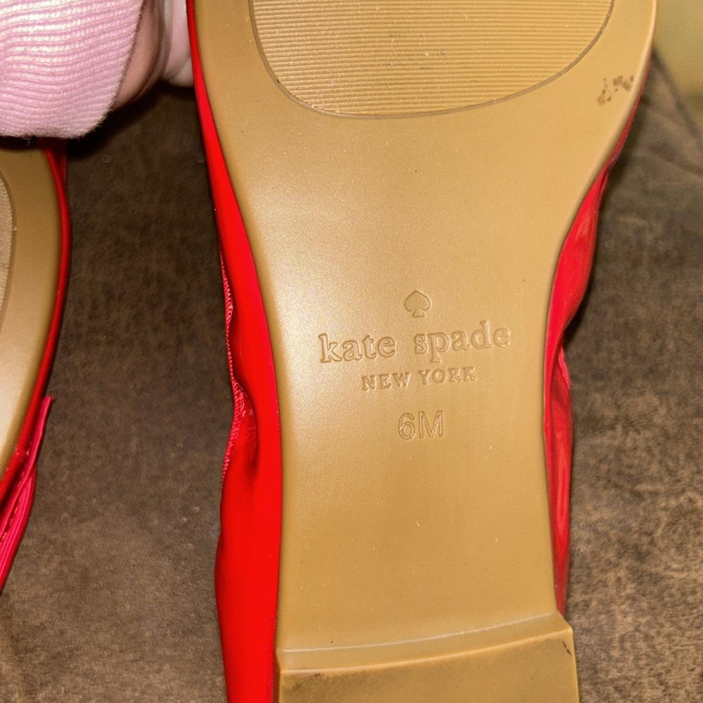 New Kate Spade ♠️ red Ballerina Flats with front bow - Picture 8 of 12